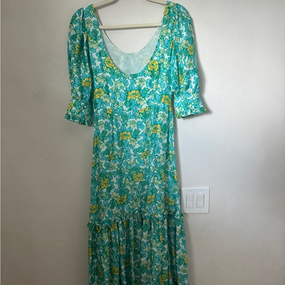 Rixo Silk Long Floral Teal Dress Size XS - Picture 3 of 7